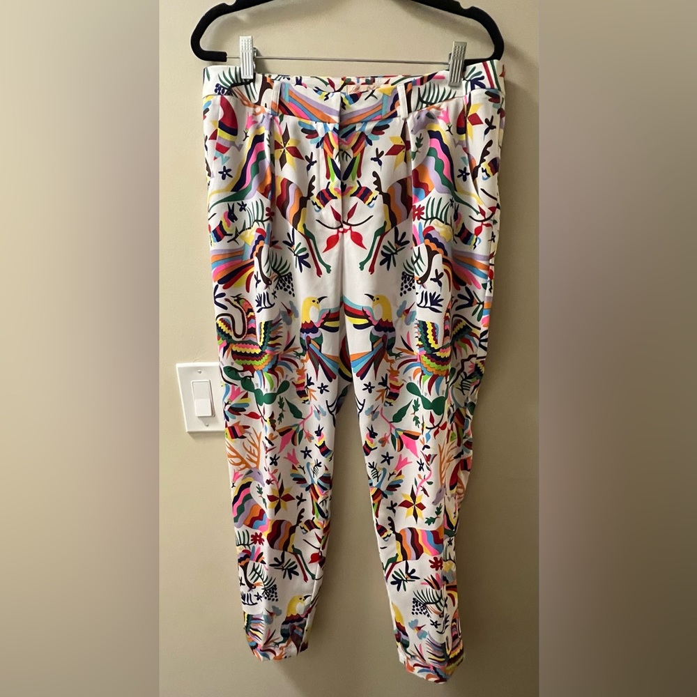 Mara Hoffman White Multicolor Printed Pants Sz 8 Otomi